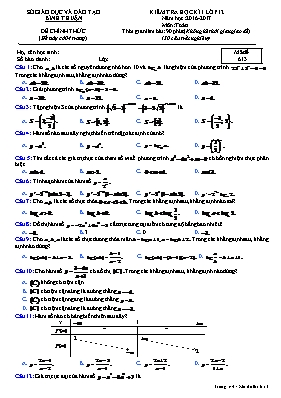 Kiểm tra học kì I lớp 12 môn Toán học - Mã đề 613